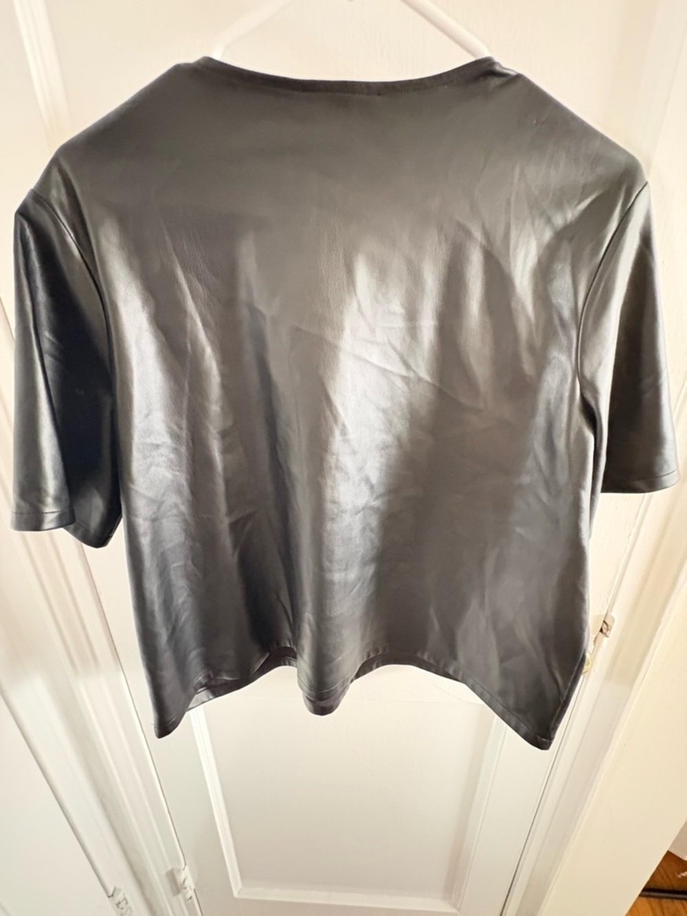 Express Black Faux Leather Short Sleeve Tee - Picture 3 of 3